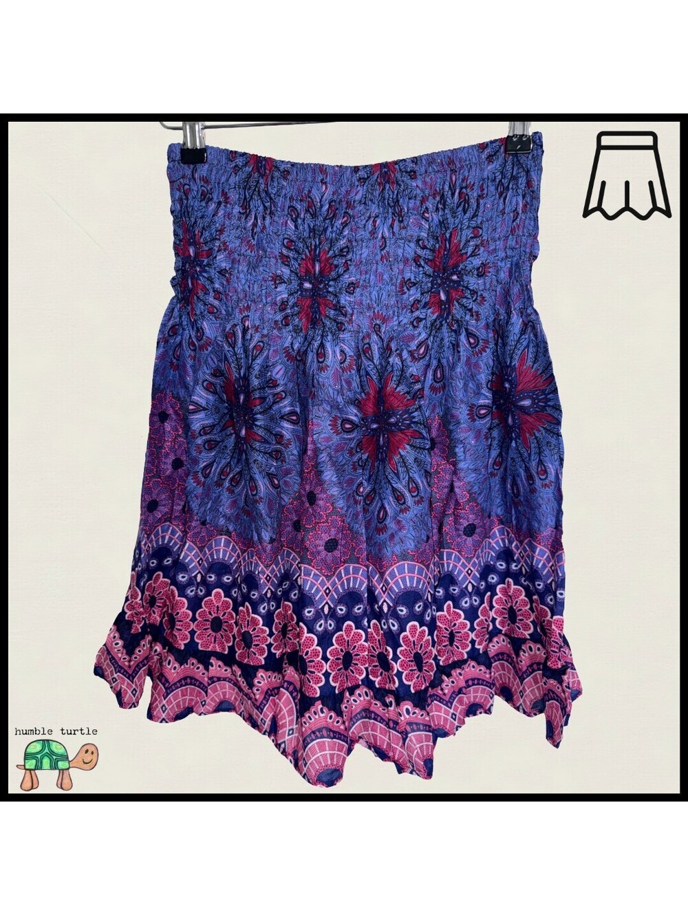 Lanna Clothes Design Blue and Pink Rayon Skirt Size M/L NWT